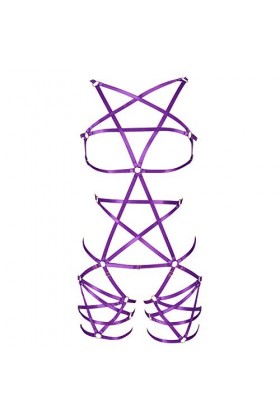 BANSSGOTH Ensemble de porte-jarretelles pour femme avec harnais et porte-jarretelles, violet foncé, taille unique