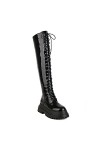WOkismD 7CM Nouveau High Leather Boots Fashion Over The Knee Platform Boots Female Knight Boots,Noir,39 EU