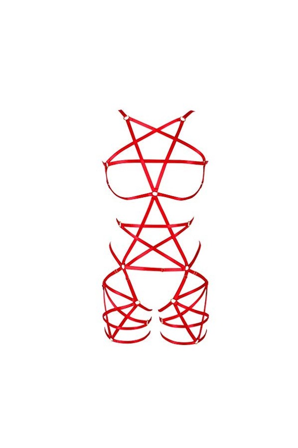 BANSSGOTH Ensemble de porte-jarretelles pour femme avec harnais et porte-jarretelles, violet foncé, taille unique