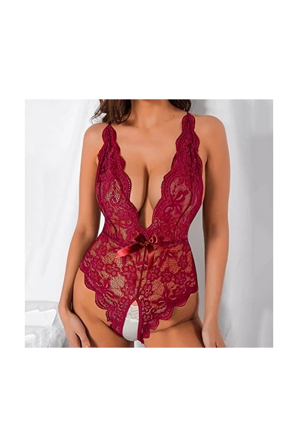 Lingerie Sexy Femme Nuisette Ouverte Sexy Grandes Tailles Nuisette Sexy Femme Sensuelle Coquin Sexy Ensemble Mesh Florale Col