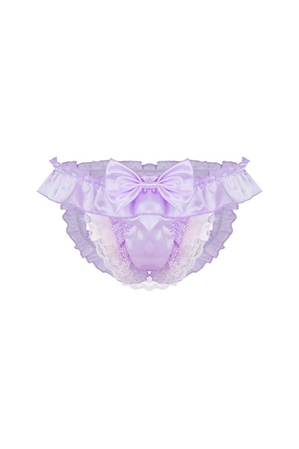 Générique Sexy Butt Mens Culottes G-String sous-vêtements en Dentelle Basse Thong Ouverte Lingerie Sexy Cher Purple, M 