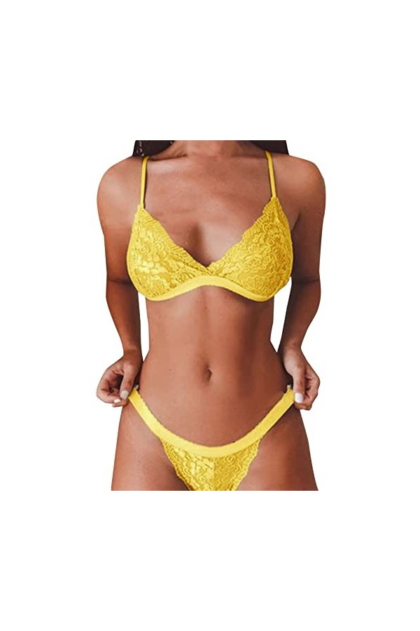 Générique Sexy Lingerie Coquine Femme - Soutien-Gorge et Culotte Sexy Teddy Coquine Hot Ouverte String Sexy Culotte Ouverte S