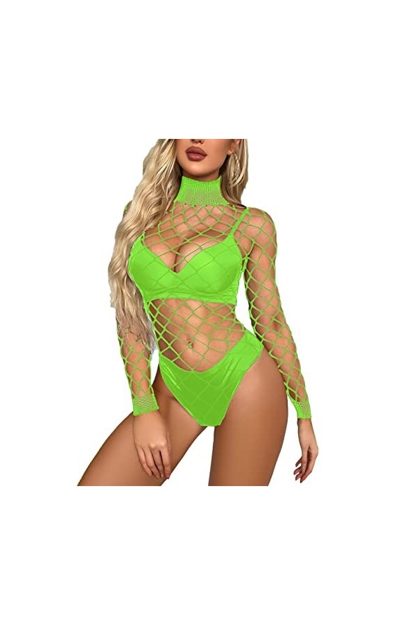 sous-vêtements érotiques pour Femmes Net Suit de pêche Trous évidés sous-vêtements Sexy Lingerie avec Ouverture
