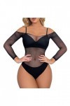 Combinaison Lingerie Femmes Lingerie Manches Longues Body Sexy Mesh Teddy sous-Vêtements De Sexy Black, One Size 