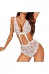 Zannycn Ensemble de lingerie sexy pour femme - Lingerie sexy - Avec bas - Lingerie sexy - Pour femme, Blanc., XL