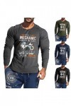 T-shirt imprimé à manches longues pour homme - Style vintage - Style sportif décontracté - Coupe ajustée - Pour homme - Coupe