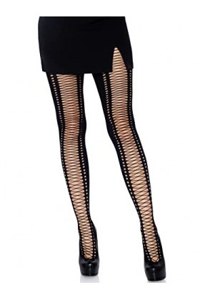 Leg Avenue Collant Effet Laçage Noir Taille Unique
