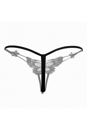 UOWEG Femmes Lingerie à Cordes Sexy sous-vêtements LaceTransparent strongs Pearl G Culottes Lingerie Dentelle Homme Black, O