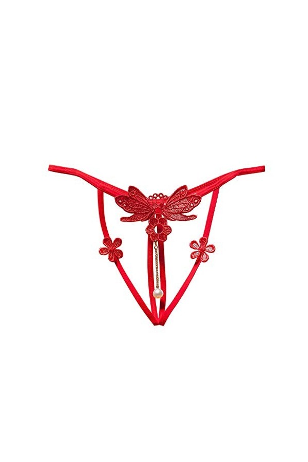 UOWEG Sexy Ladies Thong Culottes Pants Thong sous-vêtements Dentelle Femmes Briefs Tenu Sexy Lingerie Red, One Size 