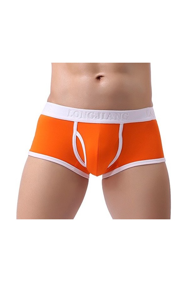 Sexy Pouch Breathe Bulge Sous-vêtements solides pour homme Sous-vêtement avec inscription en allemand, Orange, S