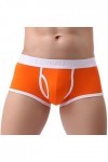 Sexy Pouch Breathe Bulge Sous-vêtements solides pour homme Sous-vêtement avec inscription en allemand, Orange, S