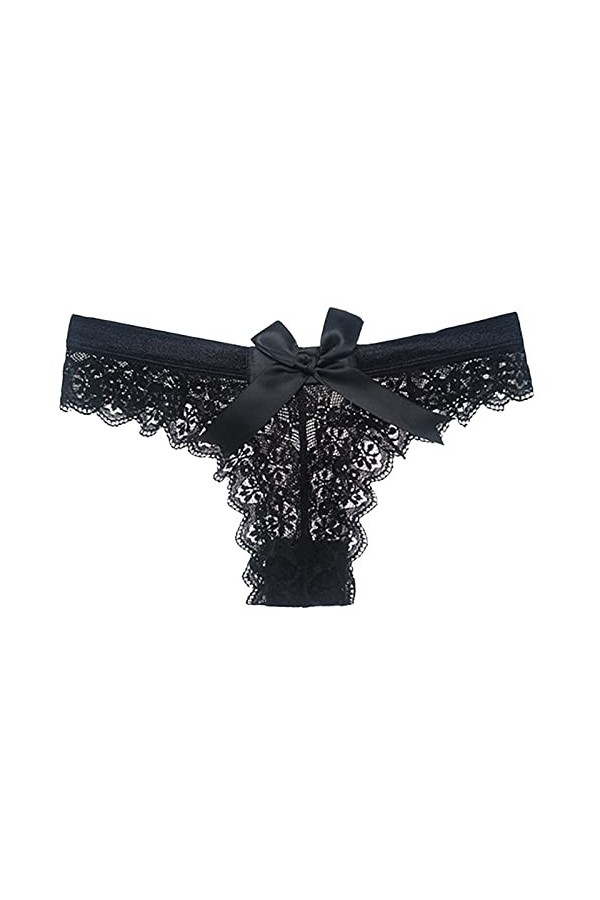 String Femme Sexy Chic Grande Taille Culottes pour femmes Culottes en dentelle avec nœud String en maille transparente Culott