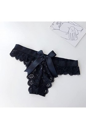 String Femme Sexy Chic Grande Taille Culottes pour femmes Culottes en dentelle avec nœud String en maille transparente Culott