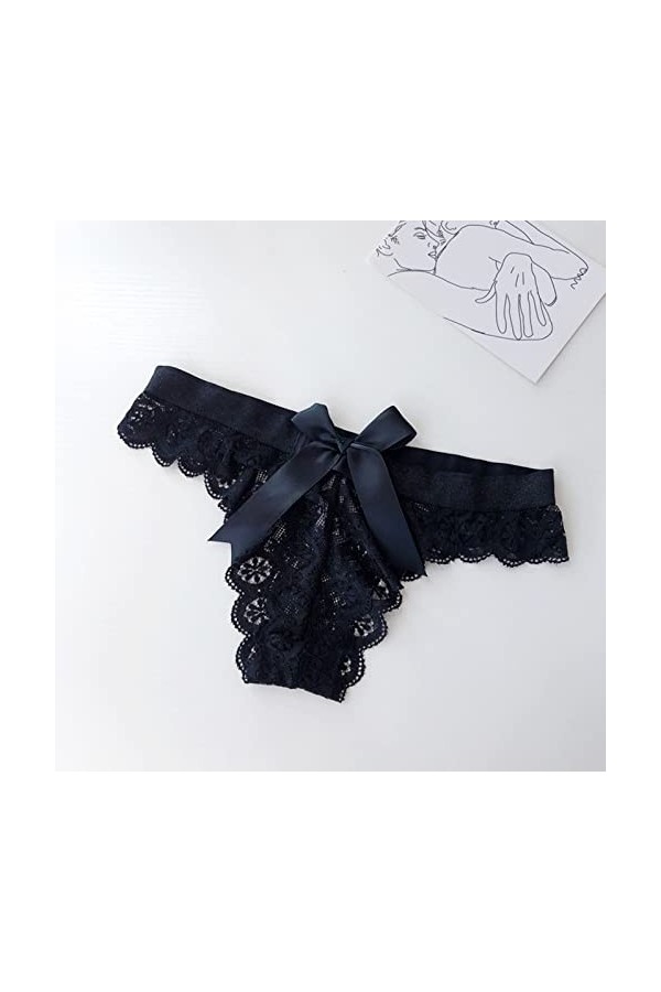 String Femme Sexy Chic Grande Taille Culottes pour femmes Culottes en dentelle avec nœud String en maille transparente Culott