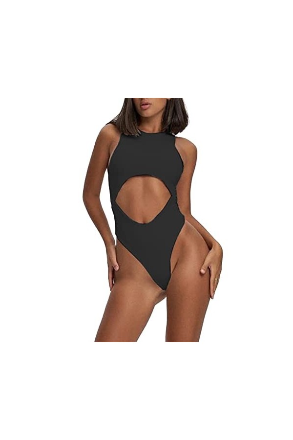 Body creux réglable en dentelle pour femme, Noir , XXL