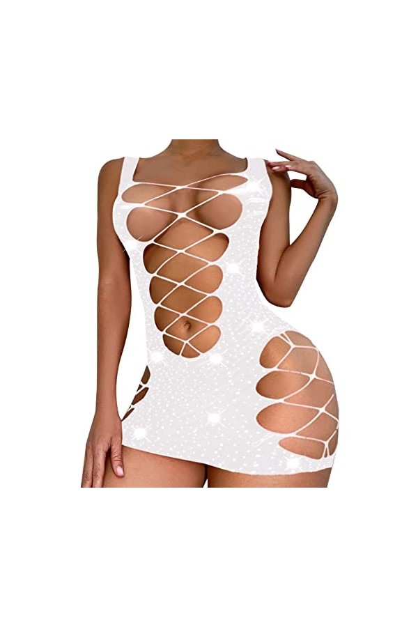 Lingerie Femme Sexy Ensemble Robe de Nuit en Satin pour Femme Transparente Lingerie en Résille Sexy Hot Chaude Nu Teddy Linge