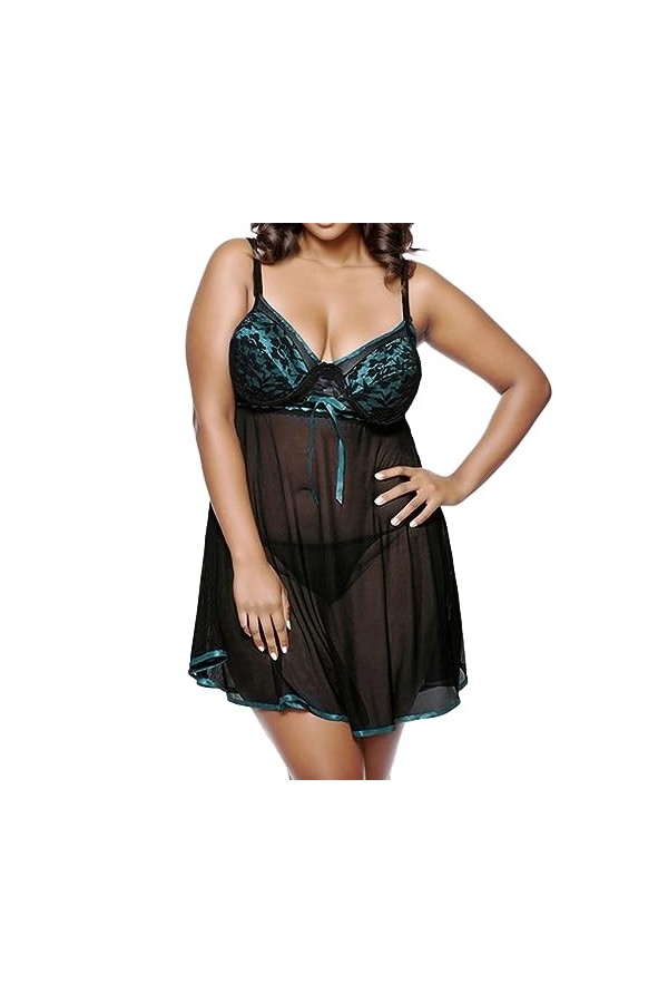 Ensemble Lingerie Feminine Sexy, Ensemble de Lingerie Sexy pour Femme avec Porte Jarretelles Soutien Gorge et Culotte en Mail