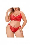 liaddkv Femme Sexy Grande Taille Lingerie Dentelle Body Exotique Teddy Lingerie Soutien-gorge à lanières et Culotte avec Chok