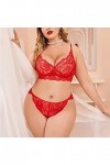 liaddkv Femme Sexy Grande Taille Lingerie Dentelle Body Exotique Teddy Lingerie Soutien-gorge à lanières et Culotte avec Chok