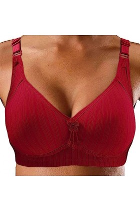 liaddkv Sous-vêtements pour femmes moyennes et âgées sans anneau en acier, soutien-gorge confortable pour femme, rouge, 44
