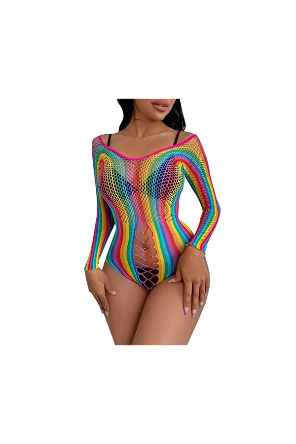 Lingerie Femme Sexy Ensemble Homme Sexy Hot y*2k Lingerie Sexy pour Femmes évider Dentelle Body sous-vêtements Sexy Arc-en- I