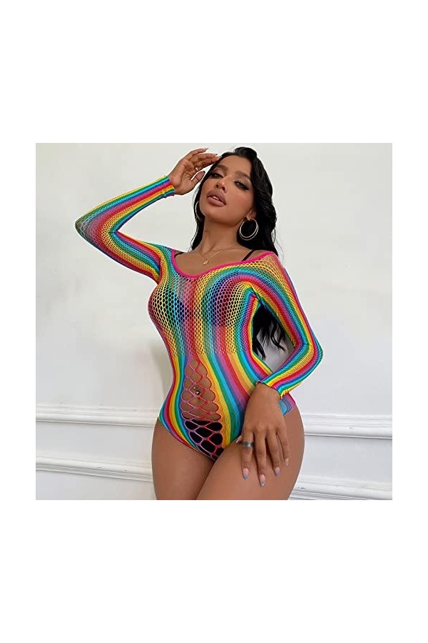 Lingerie Femme Sexy Ensemble Homme Sexy Hot y*2k Lingerie Sexy pour Femmes évider Dentelle Body sous-vêtements Sexy Arc-en- I