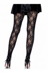 Leg Avenue Collant Fine Dentelle Floral Noir Taille Unique