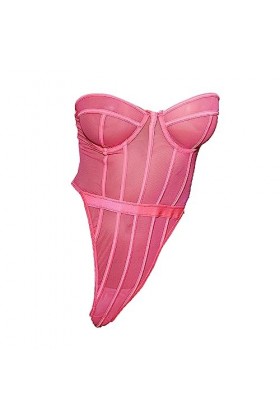 Body en Dentelle pour Femme sous-vêtements Une pièce Mini poupée V-Neck Creux Lingerie Nuit Couleur Rose,XS 