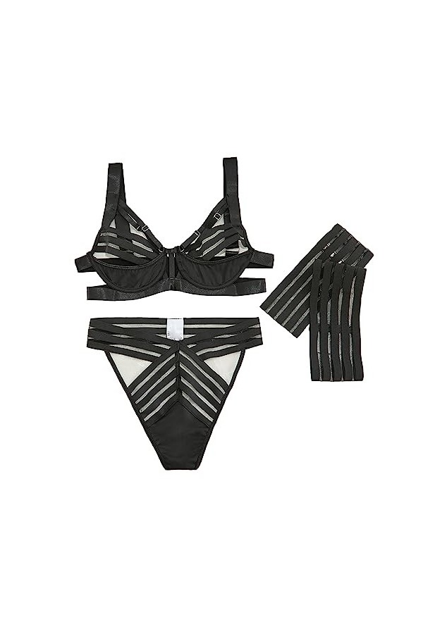 ZDJSWJ sous-êtements à Lacets pour Femmes Ensemble Soutien-Gorge et Culotte évidés sous-vêtements réglables pour poupées en D