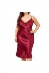 ZDJSWJ Pyjama Femme Halter Silk Grande Taille Satin poupée Pyjama Robe Pyjama Body Pyjama à Bretelles en Dentelle Rouge,XXL 