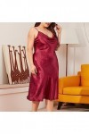 ZDJSWJ Pyjama Femme Halter Silk Grande Taille Satin poupée Pyjama Robe Pyjama Body Pyjama à Bretelles en Dentelle Rouge,XXL 