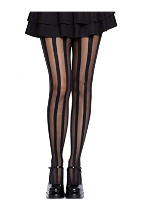 Leg Avenue Collant Lignes Verticales Noir Taille Unique