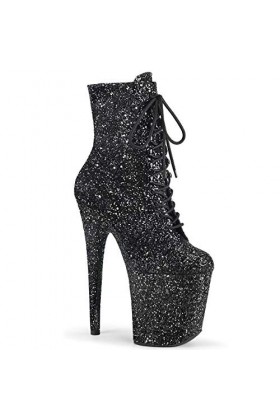 Pleaser FLAMINGO-1020GWR - Noir pailleté, Paillettes noires., 34 EU