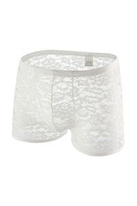 Générique Robe Courte Homme pour Hommes Culotte de Sexe Culotte en T Transparente pour Hommes sous-vêtements Slips White, XL