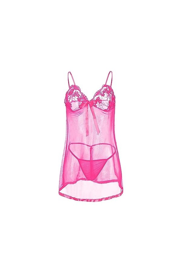 CUTeFiorino Body sexy pour femme - Dentelle florale - Lingerie en soie - Sous-vêtements de nuit - Sous-vêtements - Bikini, Ro