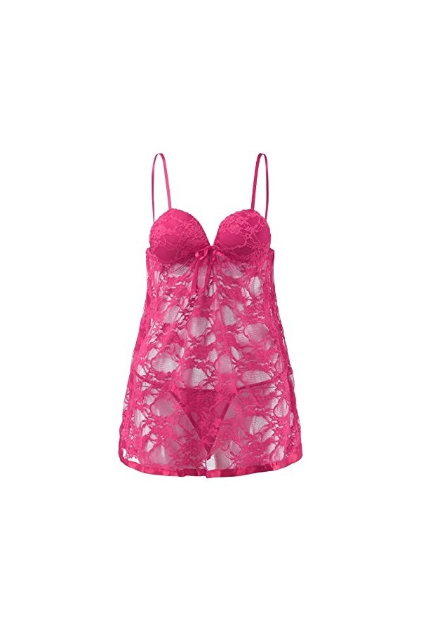 BIISDOST Femmes Lace Sexy Flower Sleepwear Dress Silks Lingerie Nightdress sous-vêtements avec Coupe Tenue Sexy Coquine Hot 