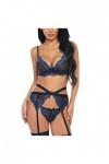 Lingerie Femme Sexy Ensemble Homme Sexy Hot y25k Set Dentelle avec des sous-vêtements de jarretière Broderie Sexy Femmes + Th