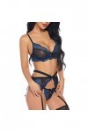Lingerie Femme Sexy Ensemble Homme Sexy Hot y25k Set Dentelle avec des sous-vêtements de jarretière Broderie Sexy Femmes + Th