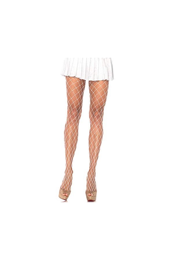 Leg Avenue Collant Résille Blanc Taille Unique