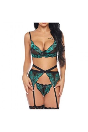 Lingerie Femme Sexy Ensemble Homme Sexy Hot y25k Set Dentelle avec des sous-vêtements de jarretière Broderie Sexy Femmes + Th