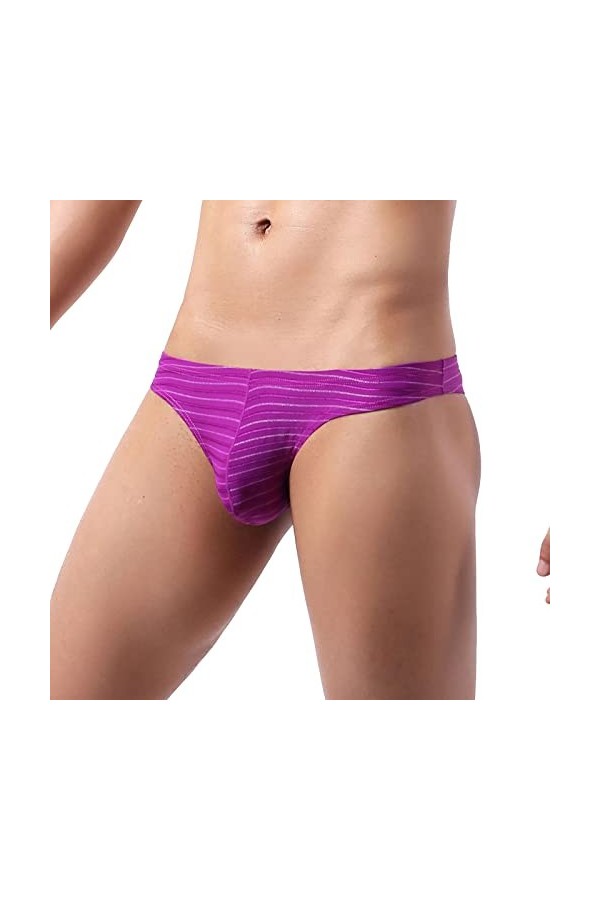 String Homme Sexy Hot Dentelle Slips Boxer Briefs rayés culottes Bikini hanches basses demi-taille couleur hommes sous-vêteme