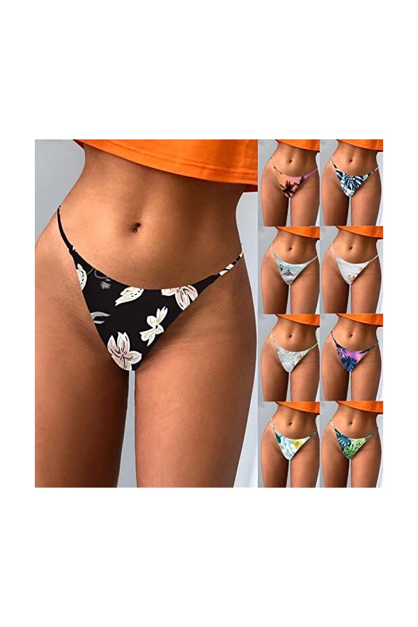 KEIZHUONIQIU String Pantalons Tangas pour Femmes Sexy Slip Chic en Dentelle pour Femmculottes Taille Basse Couleur Uni sous V