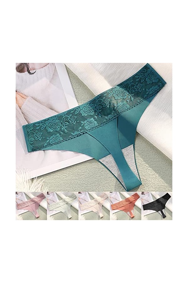 KEIZHUONIQIU Tanga-Strings Tanga de Femme Erothique Slip Respirant Dentelle Patchwork Culotte Creux Out Léopard sous-Vetement