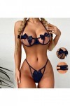 TWIOIOVE Ensemble de lingerie sexy rouge avec nœud papillon pour femme - Lune de miel - Saint Valentin - Rouge, Marine, M