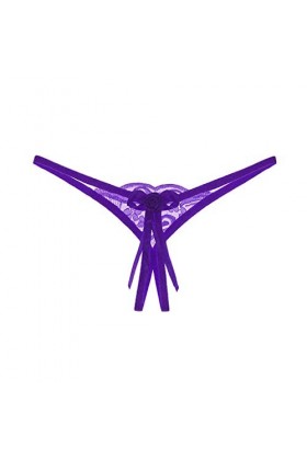 UOWEG Culottes Thong Pantalons Dentelle Femmes Mots Dames Briefs Thong sous-vêtements Bragas Sexy Lingerie en Cuir Purple, O