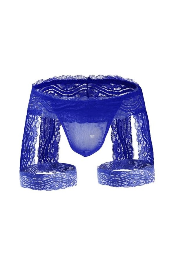 BreakEgg Sous-vêtements en dentelle pour homme - String en dentelle - Sous-vêtements sexy, Tzy0608darkblue, taille unique