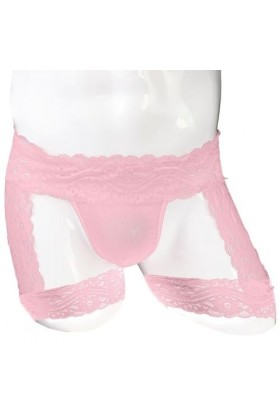 BreakEgg Sous-vêtements en dentelle pour homme - String en dentelle - Sous-vêtements sexy, Tzy0608Pink, taille unique