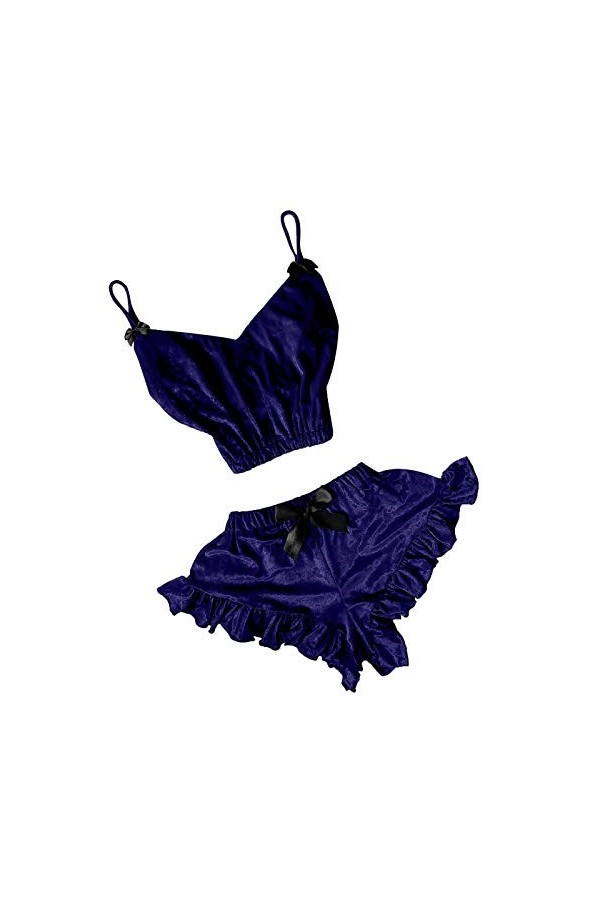 Lingerie Femme Sexy Ensemble Homme Sexy Hot y27k V-Neck Femmes taché Ensemble Bowknot Sexy Shorts Camisole Velvet Pyjama Ling