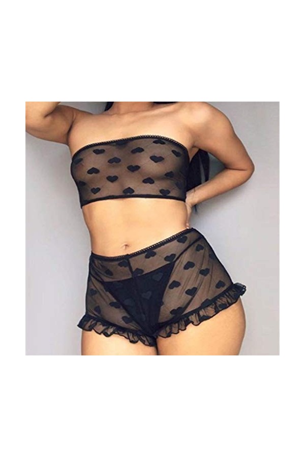 sous-Vetements Femme 2 Pièce Vêtements De Nuit Dentelle Ensemble Soutien Gorge et String Sexy Lingerie Sexy Ensemble Erotique