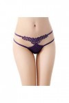 UOWEG Pantalon Dentelle Mot Thong sous-vêtements Dames Thong Femmes Bragas Culottes Sexy Lingerie Ouverte Sexy Purple, One S